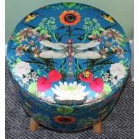 Large 40x40x40cm STORAGE Stool Footstool Ottoman BECCA WHO Garden Treasures in Topaz Blue Velvet