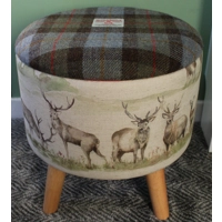 Large 40x40x40cm STORAGE Stool/Footstool Hunting Macleod Harris Tweed & Voyage Maison Moorland Stag