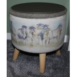 Large 40x40x40cm STORAGE Stool/Footstool Green Barleycorn Harris Tweed & Voyage Maison Come By Sheep