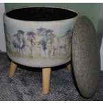 Large 40x40x40cm STORAGE Stool/Footstool Green Barleycorn Harris Tweed & Voyage Maison Come By Sheep