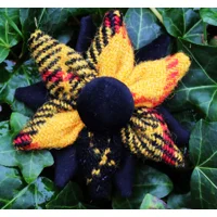 Loud Macleod of Lewis Tartan Check Harris Tweed & Black Velvet Corsage Brooch