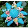 Turquoise & Green Herringbone Harris Tweed & Floral Corsage Brooch