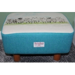 MEDIUM 40x30x25cm Rectangular Footstool Teal/Green Herringbone Harris Tweed & Sheep