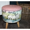 Large 40x40x40cm STORAGE Stool/Footstool Pink Harris Tweed & Voyage Maison Buttermere SweetPea Sheep