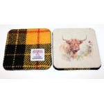 Set of 2 or 4 CHUNKY Square Reversible Drinks Coasters Macleod Harris Tweed & Highland Cow Set of 2 or 4 CHUNKY Square Reversible Drinks Coasters Macleod Harris Tweed & Highland Cow