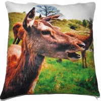 Deer Photo Cushion Cover Linen Mix Voyage Fabric Back 15