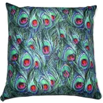Peacock Feather Waterproof Outdoor Garden Patio Cushion Cover 16" Square - Cover Only