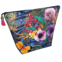 Meadow Flowers Velvet Zipped Make Up/Toilet Bag with Waterproof Lining