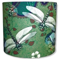 20cm Drum Lampshade with Italian Velvet Dragonfly Fabric