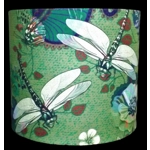 20cm Drum Lampshade with Italian Velvet Dragonfly Fabric