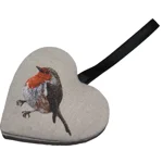 Robin Hanging Heart Decoration, Door Hanger with Christmas  Robin on both Sides