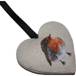Robin Hanging Heart Decoration, Door Hanger with Christmas  Robin on both Sides