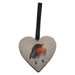 Robin Hanging Heart Decoration, Door Hanger with Christmas  Robin on both Sides