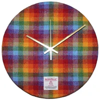 Large 30cm Rainbow Check Harris Tweed Covered Wall Clock