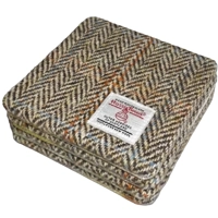 Set of 2 or 4 CHUNKY Square Reversible Drinks Coasters Herringbone Check Harris Tweed & Highland Cow