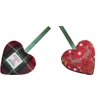Red Check Harris Tweed & Christmas Scandi Deer Hanging Heart Decoration, Door Hanger