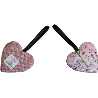 Pink  HARRIS TWEED & Voyage Hermione Bee Hanging Heart Decoration, Door Hanger