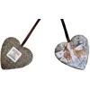 Herringbone Check Harris Tweed & Christmas Deer Fabric Hanging Heart Decoration Door Hanger