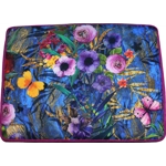 MEDIUM 40x30x25cm Rectangular Footstool Italian Velvet Meadow Flowers Fabric & Pink Harris Tweed