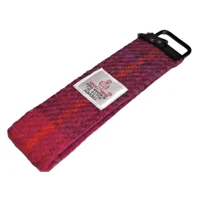 Fuchsia Check Harris Tweed Key Fob Ring
