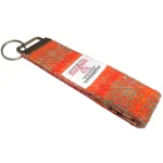 Orange Check Harris Tweed Key Fob, Key Ring, Key Chain