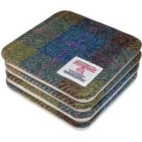 Set of 2 or 4 CHUNKY Square Reversible Drinks Coasters Harris Tweed & Wren Birds
