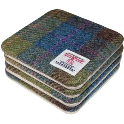 Set of 2 or 4 CHUNKY Square Reversible Drinks Coasters Harris Tweed & Wren Birds Set of 2 or 4 CHUNKY Square Reversible Drinks Coasters Harris Tweed & Wren Birds