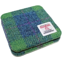 Set of 2 or 4 CHUNKY Square Reversible Drinks Coasters Harris Tweed & Voyage Stag