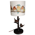 Resin BIRD Table Lamp with Handmade Laura Ashley Garden Birds Lampshade Resin BIRD Table Lamp with Handmade Laura Ashley Garden Birds Lampshade