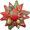 Red Green & White Harris Tweed & Christmas Fabric Corsage Brooch