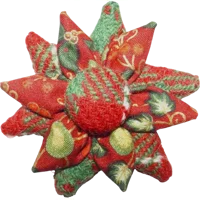 Red Green & White Harris Tweed & Christmas Fabric Corsage Brooch