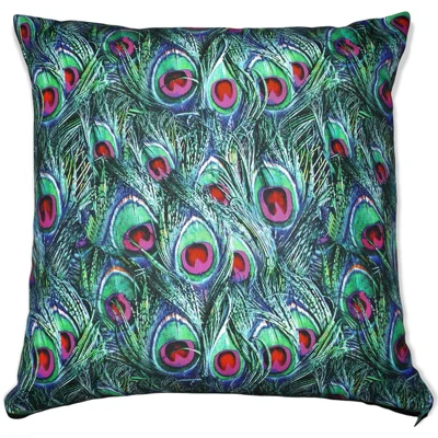 Peacock Feather Waterproof Outdoor Garden Patio Cushion Cover 16" Square - Cover Only