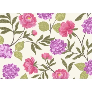 Lewis & Irene -  Love Blooms - Peonies & Hydrangea on Cream