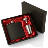 Geschenkset 150 ml Flachmann, matt-sch..