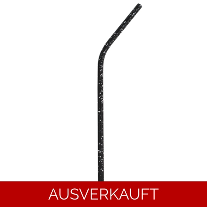 EDELSTAHL - GEBOGENER STROHHALM - SCHWARZ MIT WEISSEN SPRITZERN