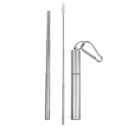 Stahl - Zusammenklappbarer Trinkhalm - Silber