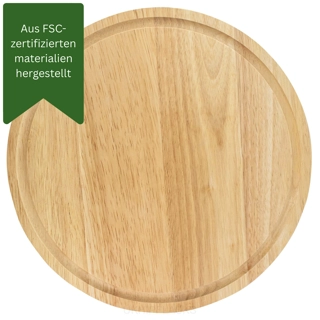 Hevea Holzbrett Rund - Gerillt - Groß Hevea Holzbrett Rund - Gerillt - Groß