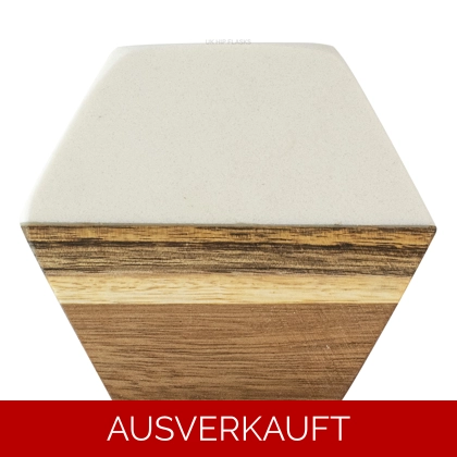 Untersetzer aus Marmor und Akazie - weiß - sechseckig