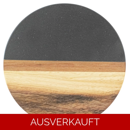 Untersetzer aus Marmor und Akazie - schwarz - rund