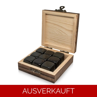 Schwarzer Basalt Whiskysteine in Holzk..