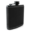 6 Oz Flachmann, Schwarz, Pu-Leder - Schwarz