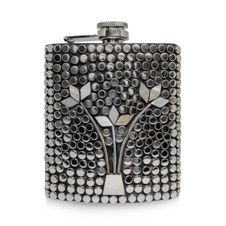 7 unzen Metallnieten und Blumen-Flachm..