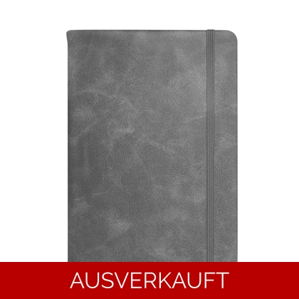 A5 Notizbuch aus PU-Leder - zweifarbig -  Grau/ Schwarz