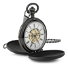 Mattschwarze Taschenuhr - Römisches Ziffernblatt - Handaufzug