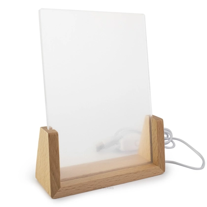 U-förmige Acrylleuchte mit Acrylsockel - warmweiß