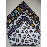 Paw Print Tie-on Bandanas, Stitched Edge