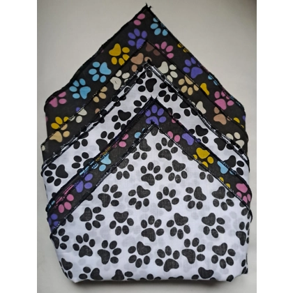 Paw Print Tie-on Bandanas, Stitched Edge