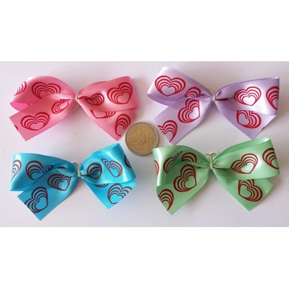 50 Large Mixed Colour Heart Grooming Bows