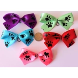 50 Large Black Paw Print Dog Bow