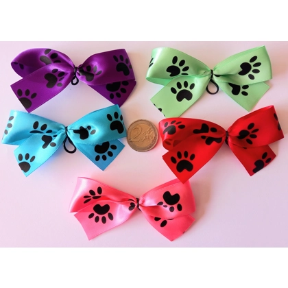 50 Large Black Paw Print Dog Bow